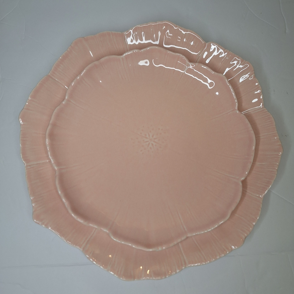 Aquazzura Casa Cherry Blossom Pink Dinner & Dessert Plate Set Made In Italy